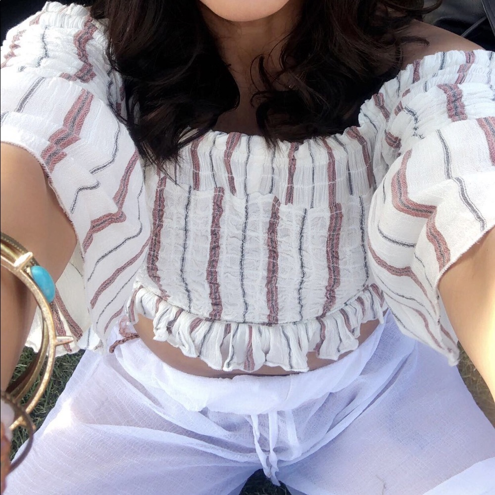 Free People Crop Gauze Top Sz S